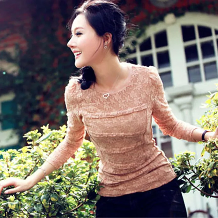 lace short-sleeve basic shirt black 