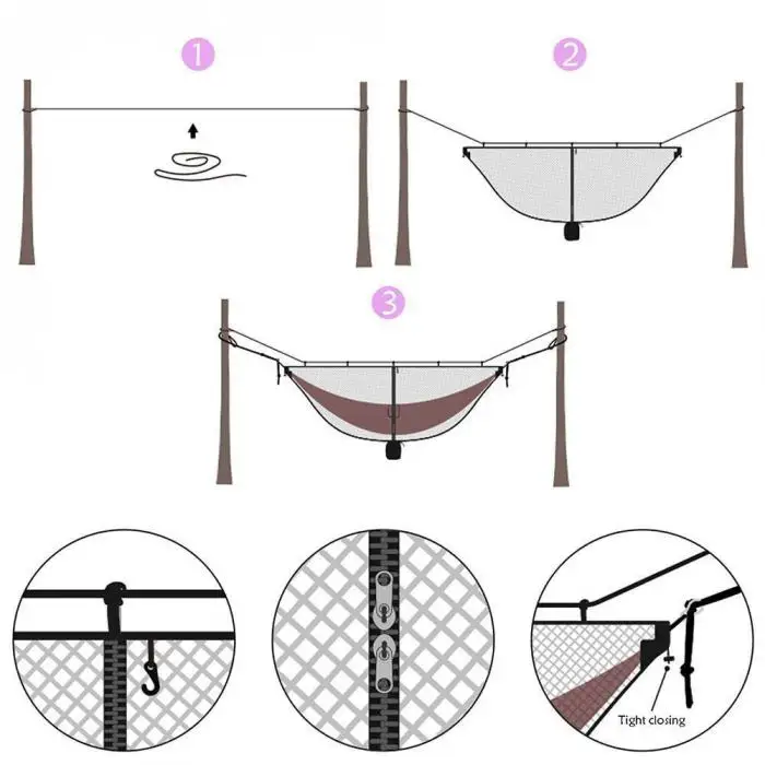 Открытый Кемпинг Пешие прогулки сетки Москитная сетка для двойной гамак подвесной кровать качели оборудование E2S
