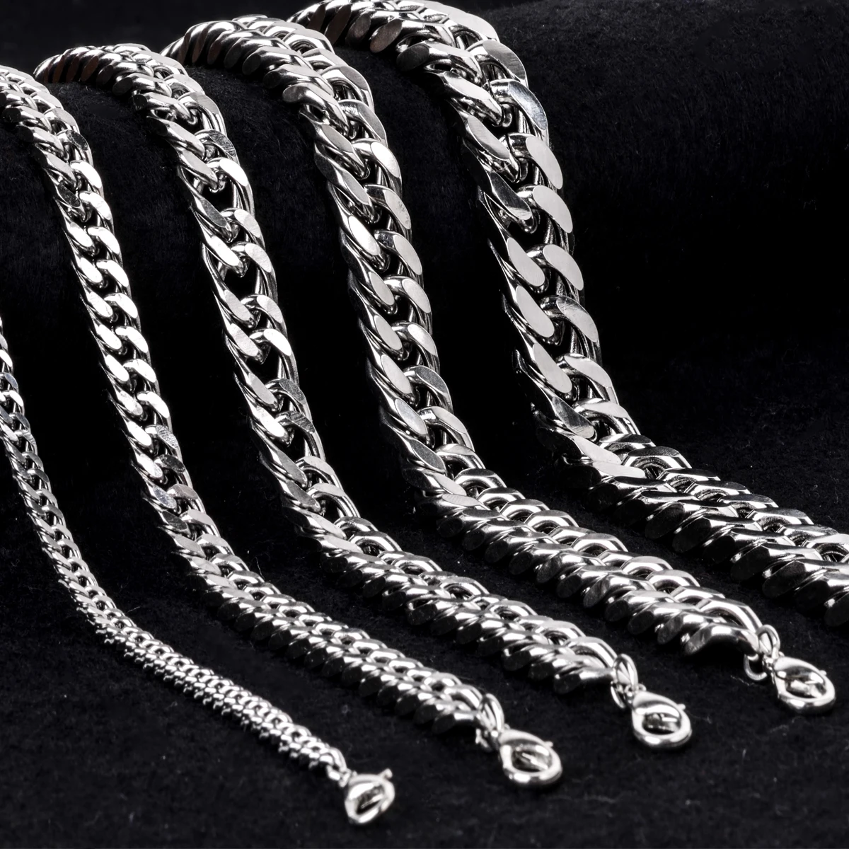 3mm/4mm/6mm/8mm/10mm/12mm Width Stainless Steel Chain Bracelet For Men Silver Color Bracelets & Bangles Vintage Hip Hop Jewelry