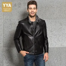 Итальянская зимняя подиумная мужская куртка из натуральной кожи, меховая подкладка, Jaqueta De Couro, приталенный однобортный мотоциклетный пиджак