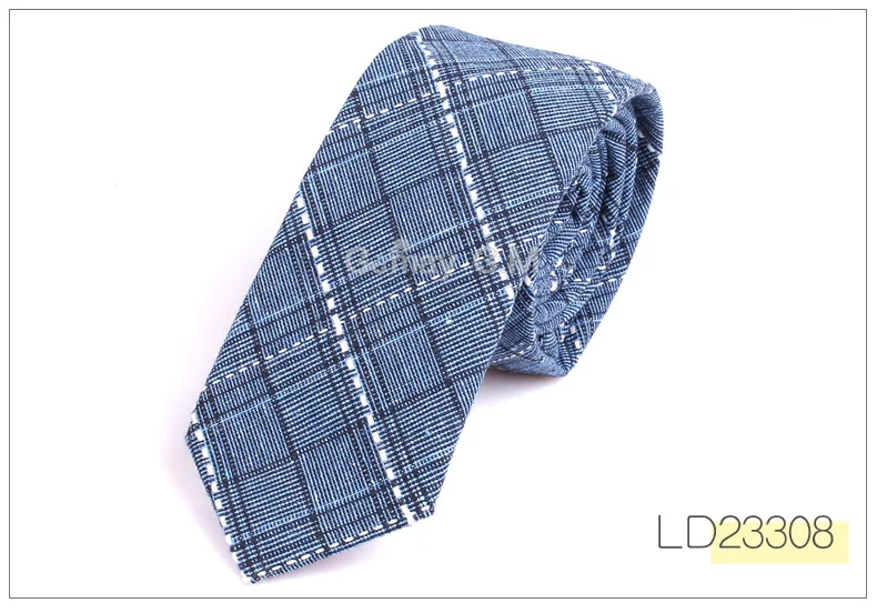 Новые повседневные клетчатые галстуки для мужчин, узкий хлопчатобумажный галстук для свадьбы, цветные мужские галстуки с круглым вырезом, деловой галстук, галстук для взрослых, галстуки - Цвет: LD23308