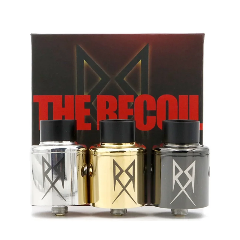 

Recoil RDA 24mm Rebuildable Dripping Atomizers Adjustments Airflow Two interchangeable Top Caps Fit 510 Box Mod