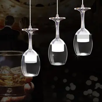 

3Pcs LED Modern Minimalist Creative Wine Glass Pendant Lamp Fixture Lighting Modern Shop/Bar/Hall Pendant Light