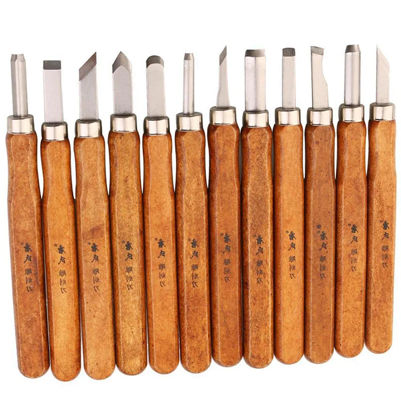 12Pcs/set Wood Carving Tool Set Craft Woodworking Chisel Hand Tool Creative Craft