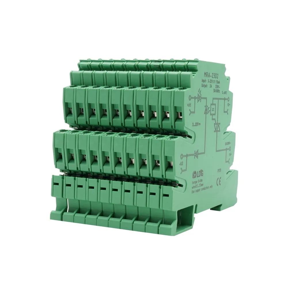 10 шт./партия MRA-23D2 клеммные блоки DIN Rail вход 2A: 3 в 5 в 12 В 24 В DC AC SSR твердотельные реле MRA-23D2