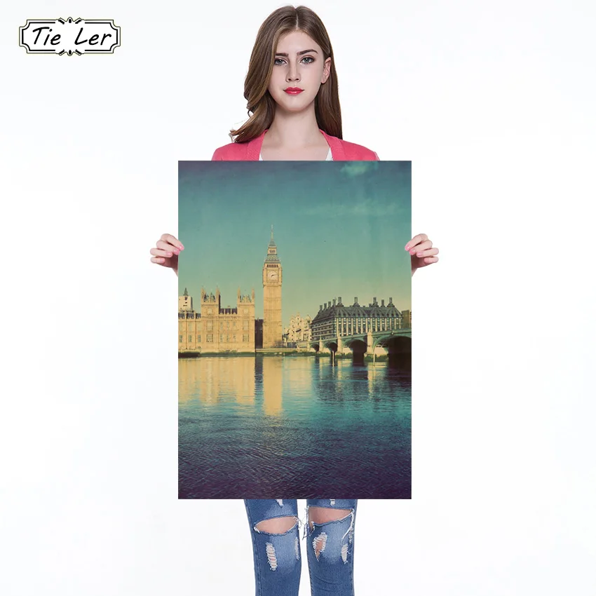 

Retro Vintage Big Ben Landscape Poster London Landscape Architecture Poster Kraft Cafe Bar Cinema Decoration Wall Sticker