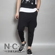 27-44 новая мужская одежда GD стилист волос Мода dj свободные низкой промежности брюки шаровары плюс размер певицы костюмы