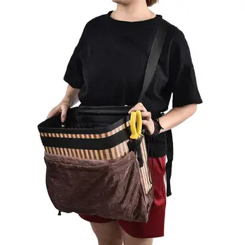

Natural Bamboo Collapsible Large Basket Fruit And Vegetable Harvest Picking Basket Apron For Farmer
