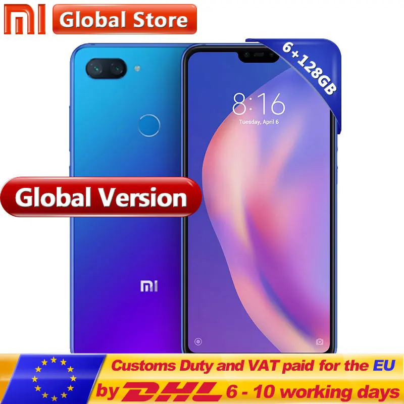 Глобальная версия Xiaomi Mi 8 Lite 6 ГБ 128 Гб RAM ROM смартфон 26 ''Snapdragon 660 Octa Core 24MP
