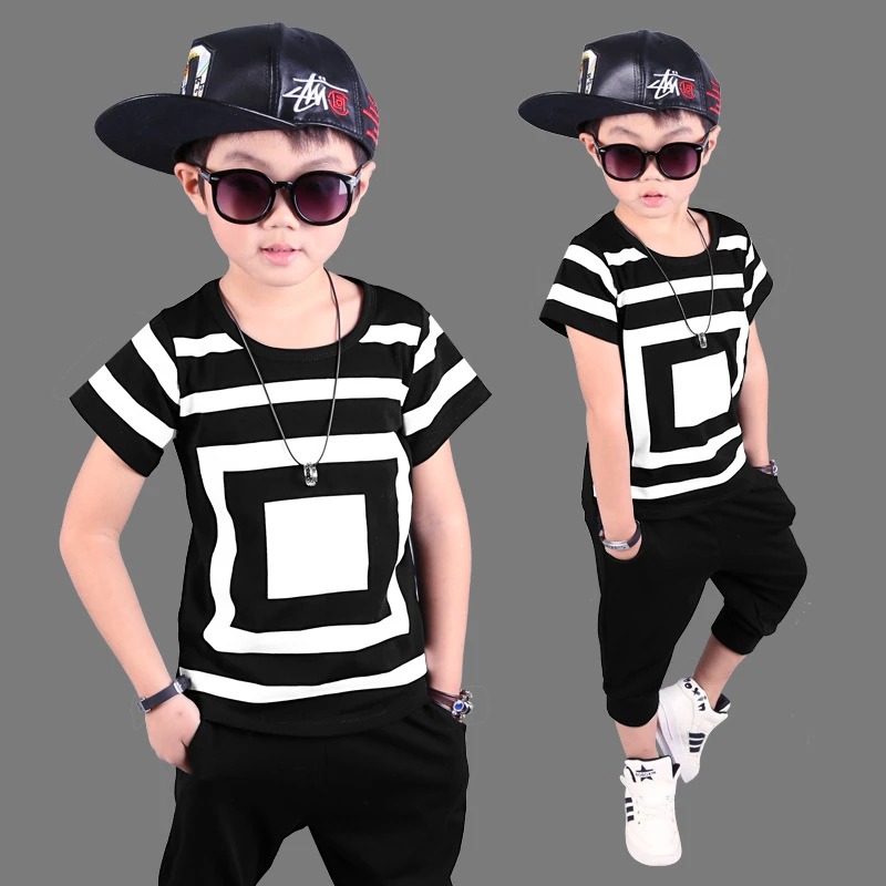 2017 Striped Streetwear Boys Clothes Set High Quality Boy Cotton T