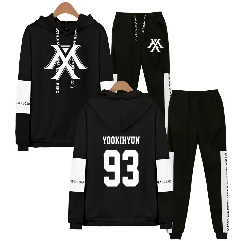 Kpop MONSTA X Fans толстовка с капюшоном спортивные костюмы для женщин и мужчин Kpop Wonho YOOKIHYUN I.M Jooheon комплект из двух предметов - Цвет: Black 93 YOOKIHYUN