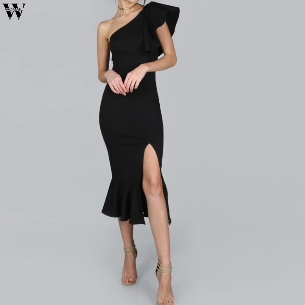 

one one shoulder slope sleeveless high waist sexy bodycon dresses 2019 Summer Spring women fashion party dress Dec19