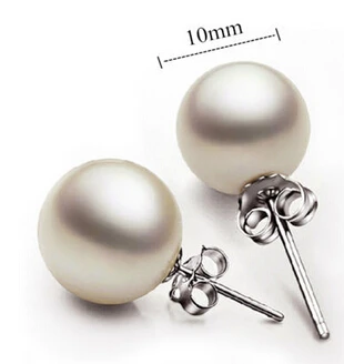 

hot sell new - free shipping 1379 New Shell 925 Sterling Silver Earrings Round Pearl Women's Hoop Ear Stud