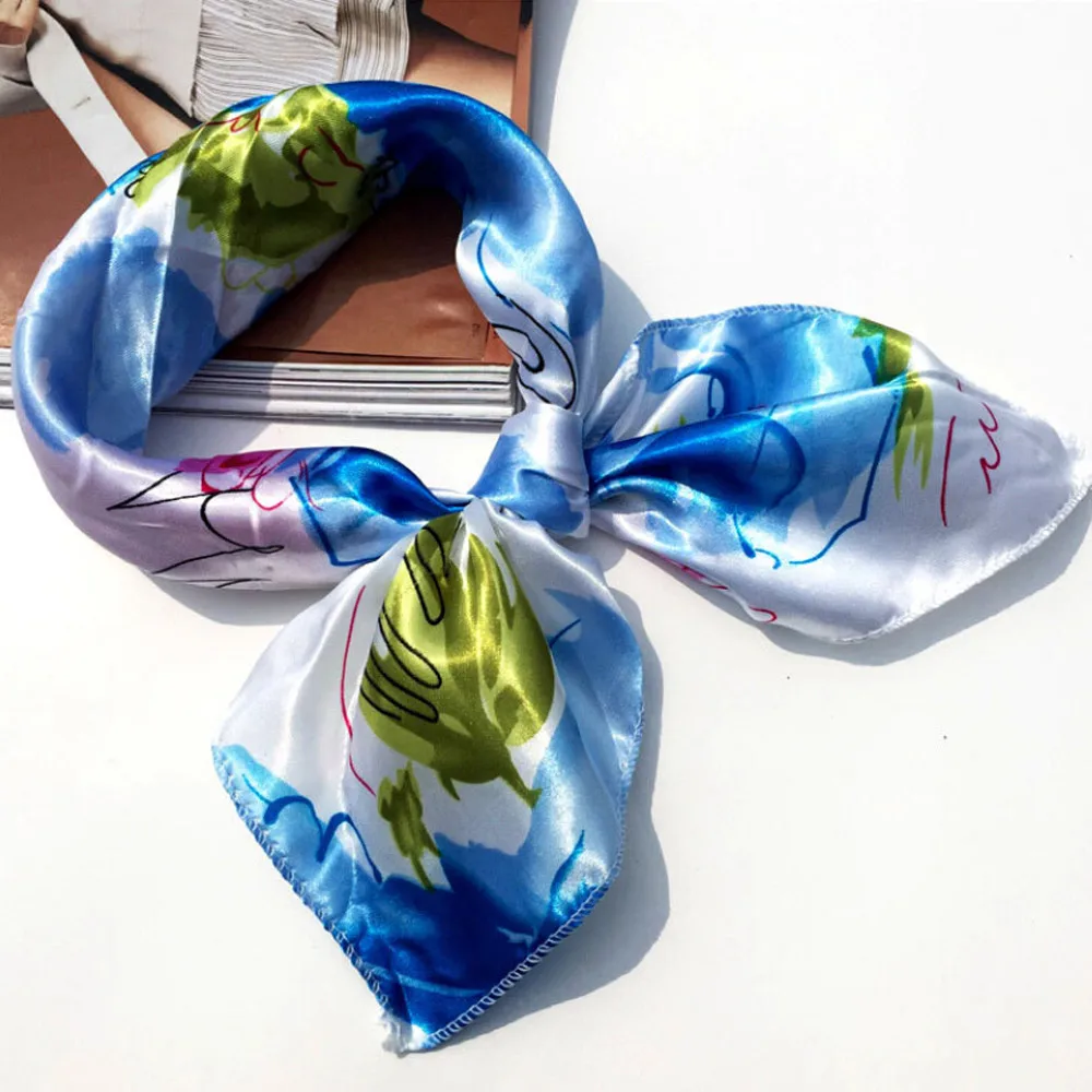 

2019 New Fashion Women Square Head Scarf Wraps Scarves Ladies Printed Kerchief Neck Scarf Women Scarf Winter #30