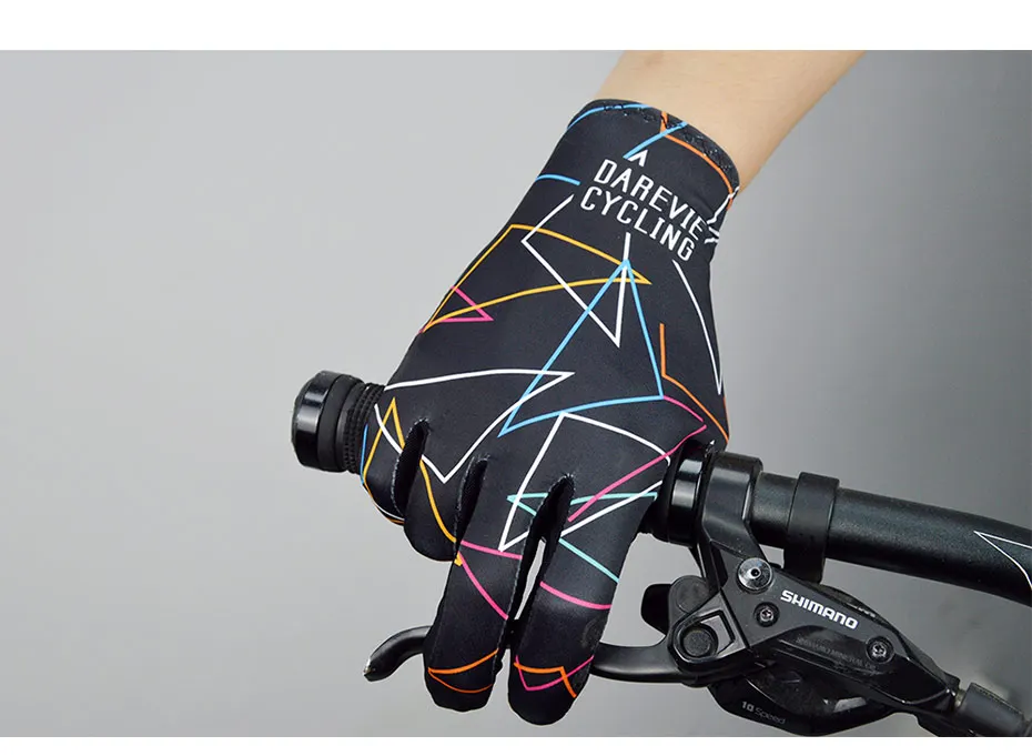 Darevie полный длинный палец велосипедные перчатки Весна велосипед Спорт на открытом воздухе перчатки противоскользящие осенние дышащие велосипедные перчатки для мужчин и женщин