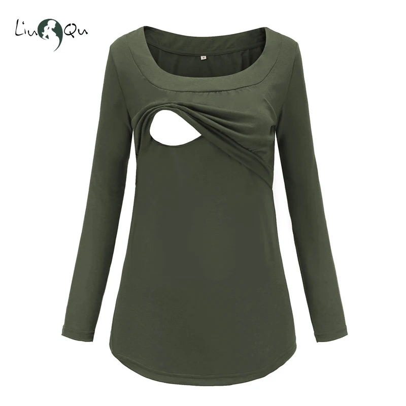 Women S Long Sleeve Nursing Tops Round Neck Breastfeeding Tunic