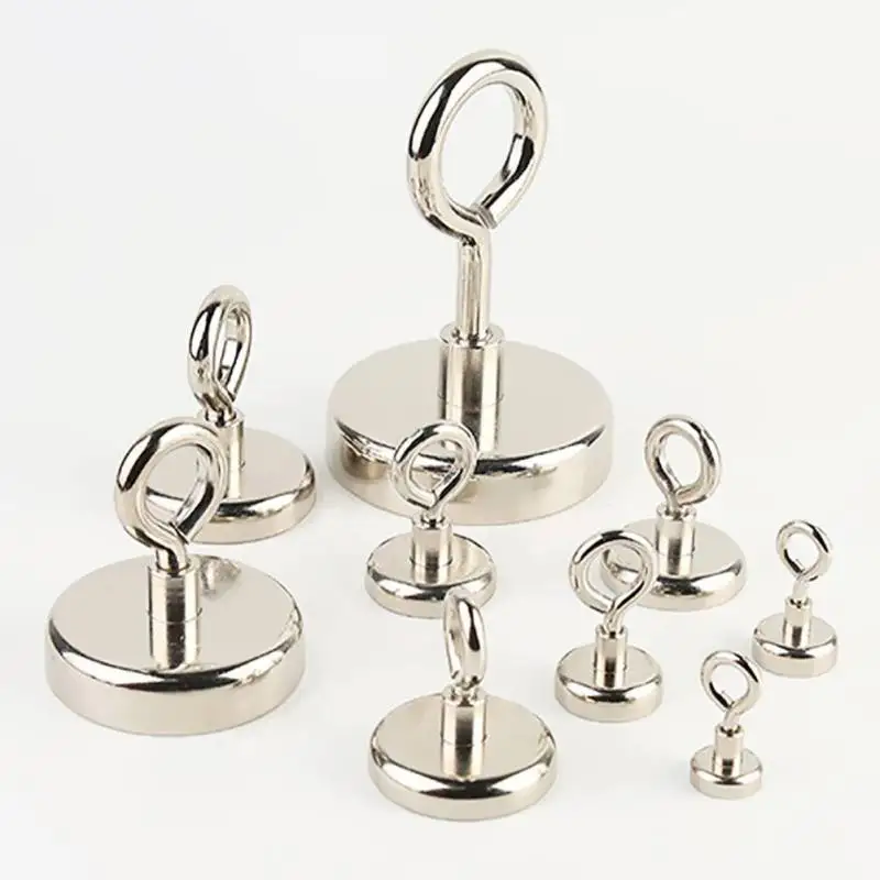 

36mm /42mm /48mm Strong Powerful Neodymium Magnet Round Hook Salvage Magnet Sea Fishing Holder Pulling Mounting Pot with Ring