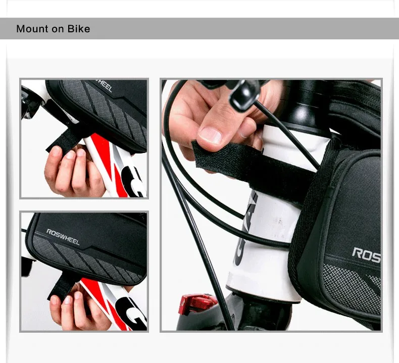 ROSWHEEL велосипедная сумка для смартфонов 5,7 дюймов большой сенсорный экран MTB дорожный велосипед велосипедная верхняя рамная трубка корзина для хранения Bycicle Bolsa
