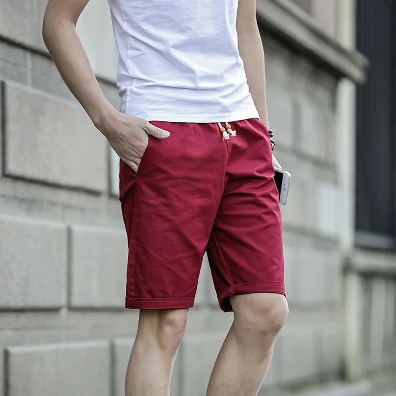 

Men Shorts 2017 New Fashion Knee Length Drawstring Shorts Hign Quality Casual Solid Cotton Shorts Beach Shorts Plus Size M XXXXL