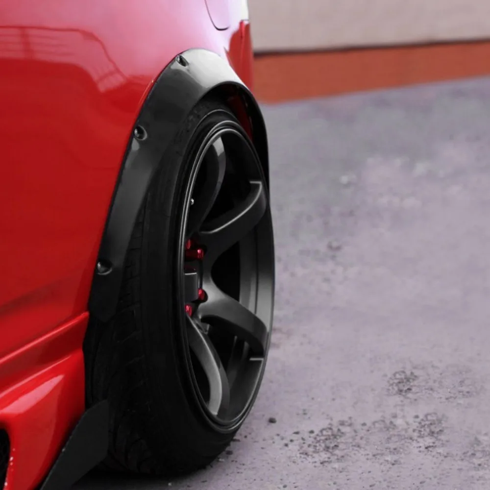 

4Pcs Universal Flexible Car Fender Flares Extra Wide Body Wheel Arches Wheel Eyebrow Protector Lip Sticker Trim