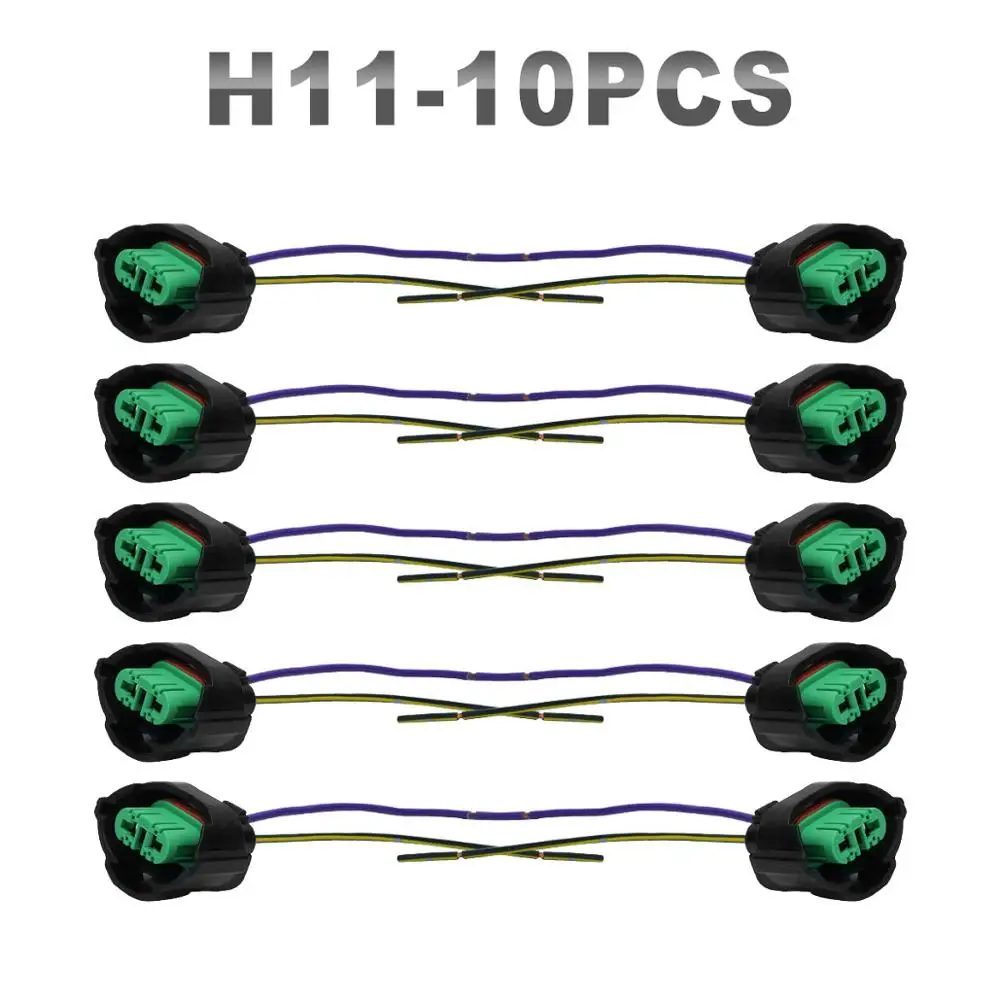 H11 Import Socket 10 штук 2 H4 1156 3157 спецвставка со жгутом проводов H11 разъем автомобильная проводка комплект автомобильных фильтров Электроники расходные материалы - Цвет: H11 Import Socket