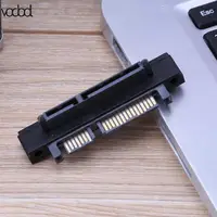מתאם sata SATA מחבר Extender דיסק קשיח ממשק מתאם 90 מעלות זווית SATA 22Pin (7 + 15) זכר ל 22Pin (7 + 15) מתאם מאריך נקבה (2)