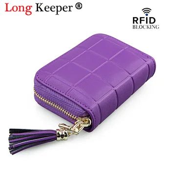 

Fashion Organ PU Leather Small Zipper Credit Card Holder Tassel Travelling Shopping Card Wallet RFID Cardholder by 15 Card Slots