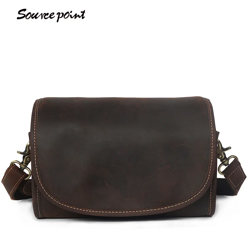 

YISHEN Men's Messenger Bags Crazy Horse Genuine Leather Male Circular Shoulder Bags Vintage Fashion Men Crossbody Bags YD-004
