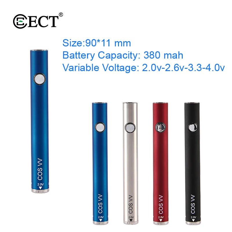 ECT COS Preheat VV аккумулятор 380 мАч Preating battery Vape Mod переменное напряжение для 510 вапорайзер с резьбой с usb-кабелем