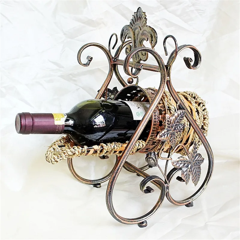 

New Promotional Romance Wine Rack Iron Swing Decoration Wine Holder Creative Bottles L3126