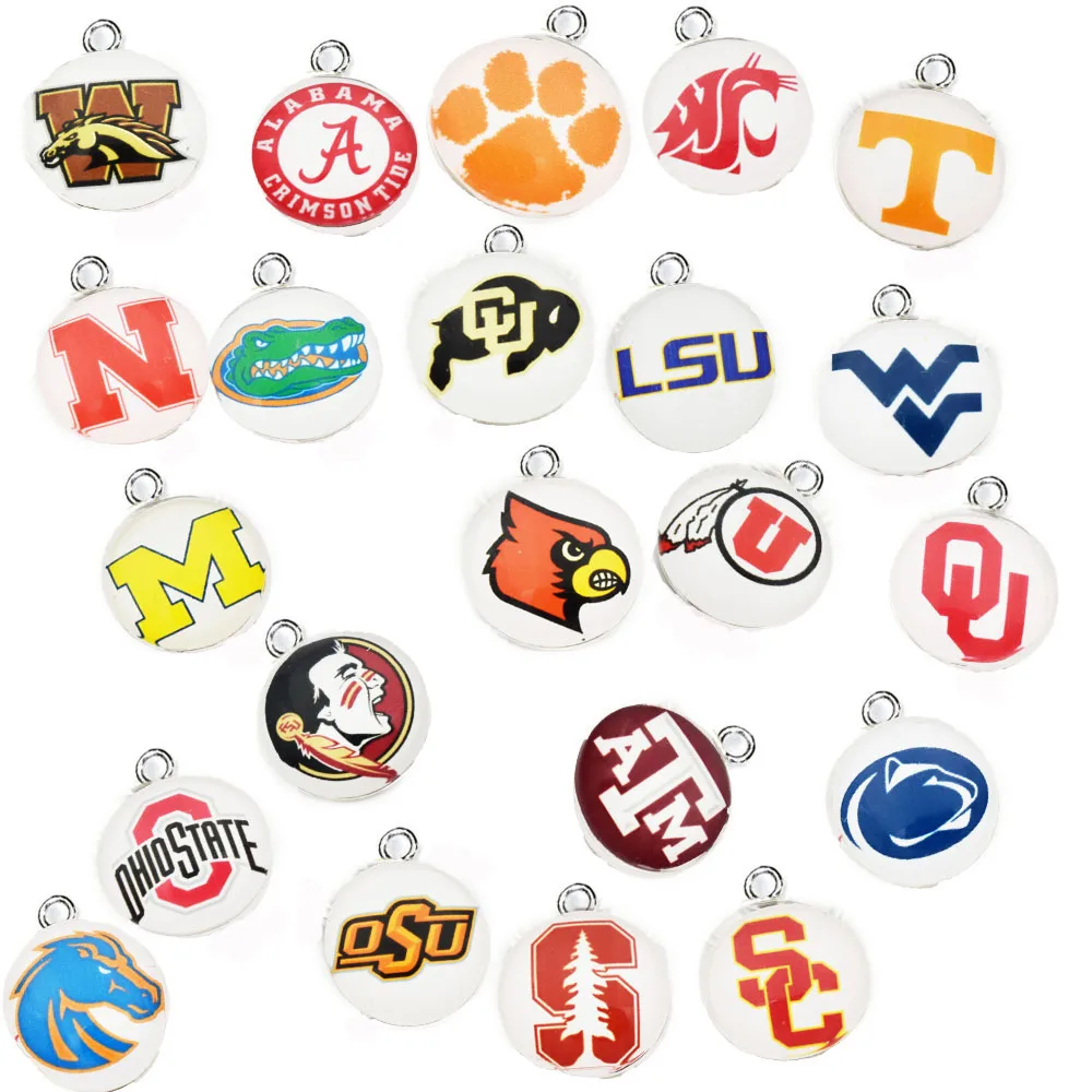 

Mixed 50PCS Stainless Steel Silver NCAA College Dangle Charm Sport Dangle Jewelry DIY Accessories For Bracelet&Necklace Jewelry