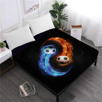 

Blue Red Tai Chi Design Bed Sheet Sports Football Print Fitted Sheet Teens Bedding Soft Bedclothes Deep Pocket Sheet D30