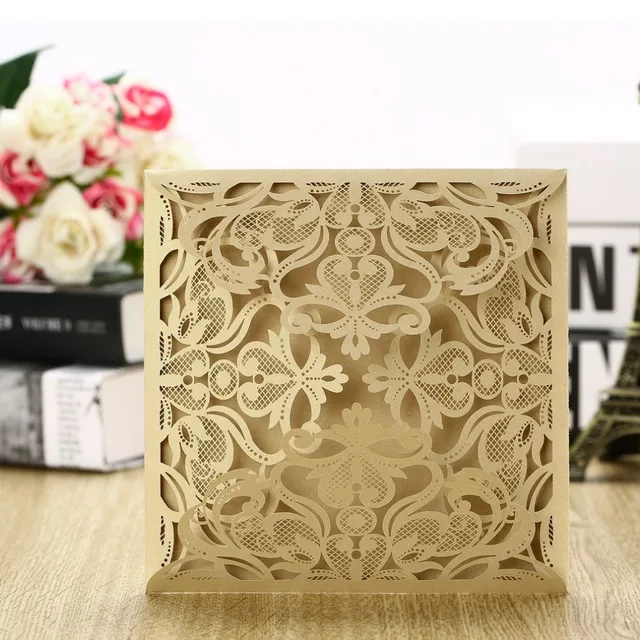 perfect wedding foldable invitation card exquisite hollow out floral