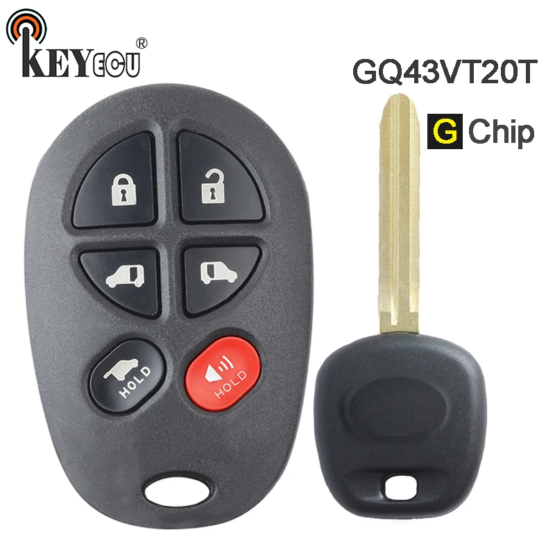 

KEYECU G Chip FCC ID: GQ43VT20T Replacement 5+1 6 Button Remote Car Key Fob for Toyota Toyota Sienna 2011 2012 2013