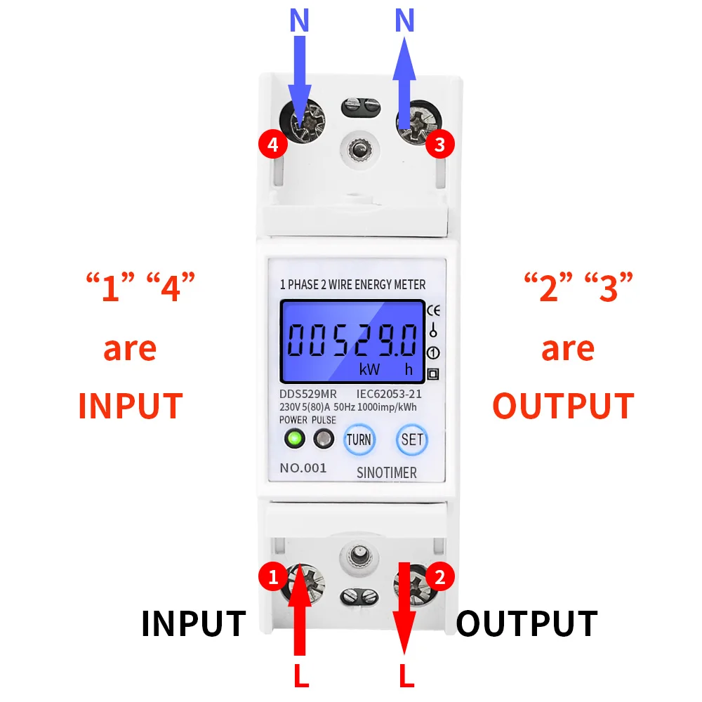 DDS529MR однофазный 2P цифровой ЖК-измеритель мощности DIN Многофункциональный измеритель мощности Modbus измеритель энергии модуль с RS485 5(80) A