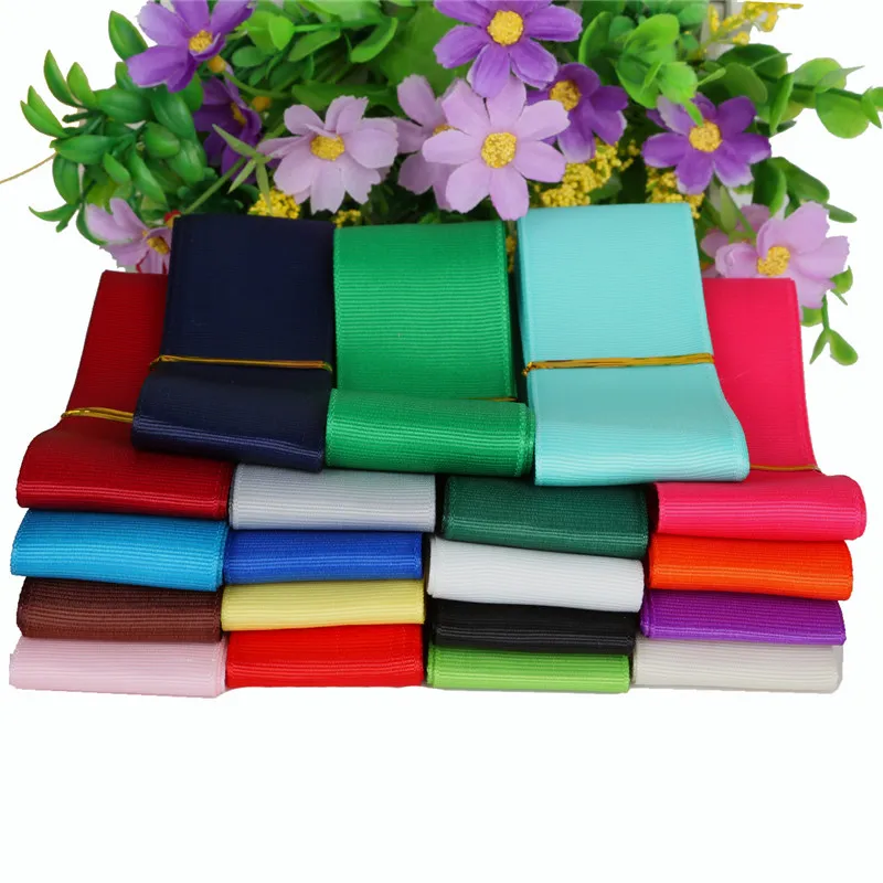 

New Arrival 38mm(1-1/2") 5 yards/lot Solid Color Webbing Grosgrain Satin Ribbon For DIY Gift Wrap Wedding Party Decoration