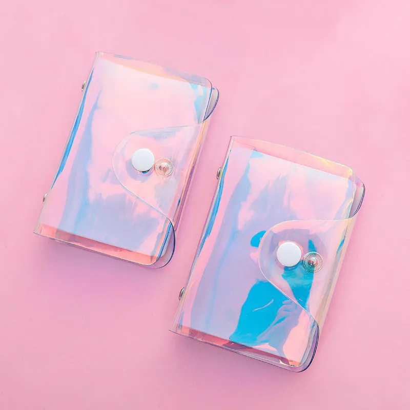 Милый лазерный прозрачный ID держатель для карт бумажники из ПВХ кредитная карта