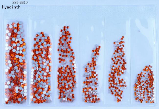 Стеклянные стразы для нейл-арта, 1440 шт, SS3-SS10 для украшения ногтей, кристалл страз, амулеты, смесь стразов - Цвет: Hyacinth