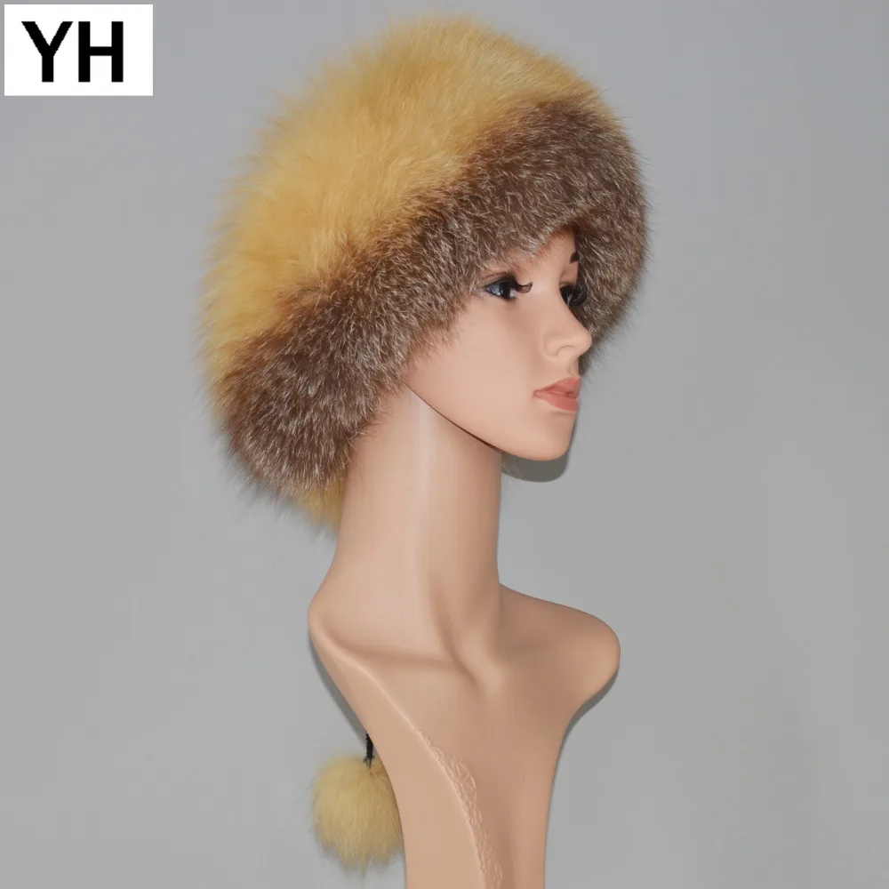 

Hot Sale Genuine Real Fox Fur Hat Winter Women 100% Real Fox Fur Cap Quality Warm And Soft Russia Real Natural Fox Fur Caps