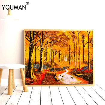

2019 New Year Merry Christmas Decorations Frameless Poster for Home Oil Painting Landscape Picture Canvas Hand Embroidery Poster