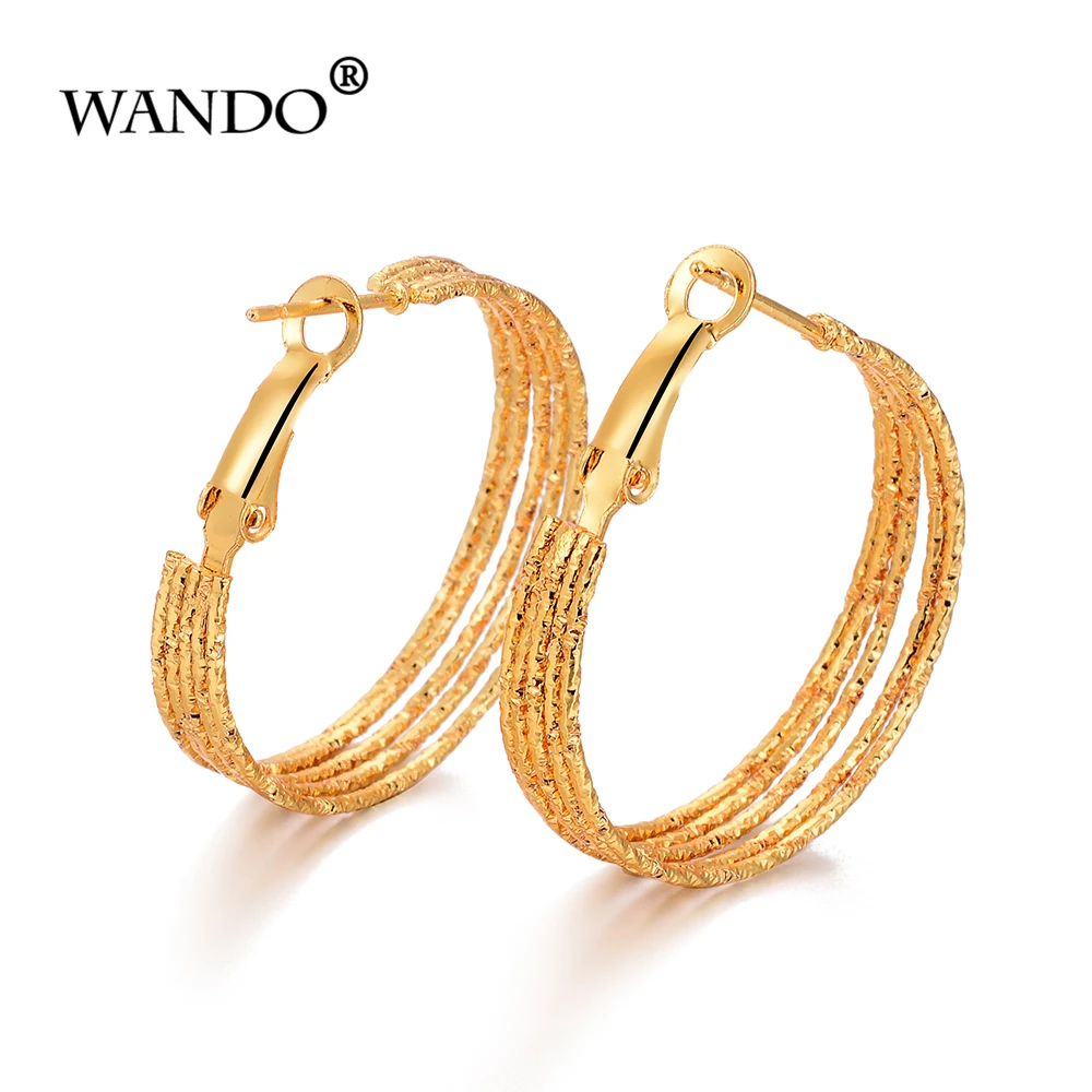 

WANDO Fashion Hoop Earring Gold Color Simple round Women Girl Bridal wedding Earrings Gifts Multi-layer circle latest jewelryE71