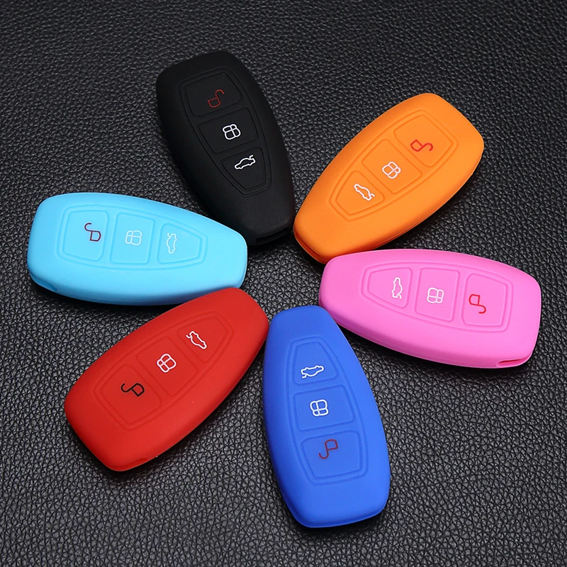 

2017 Silicone Protector Bag 3 Button Car Key Cover Remote Shell For Ford Focus 3 MK3 for Mondeo Fiesta Kuga Escape Ecosport 2013