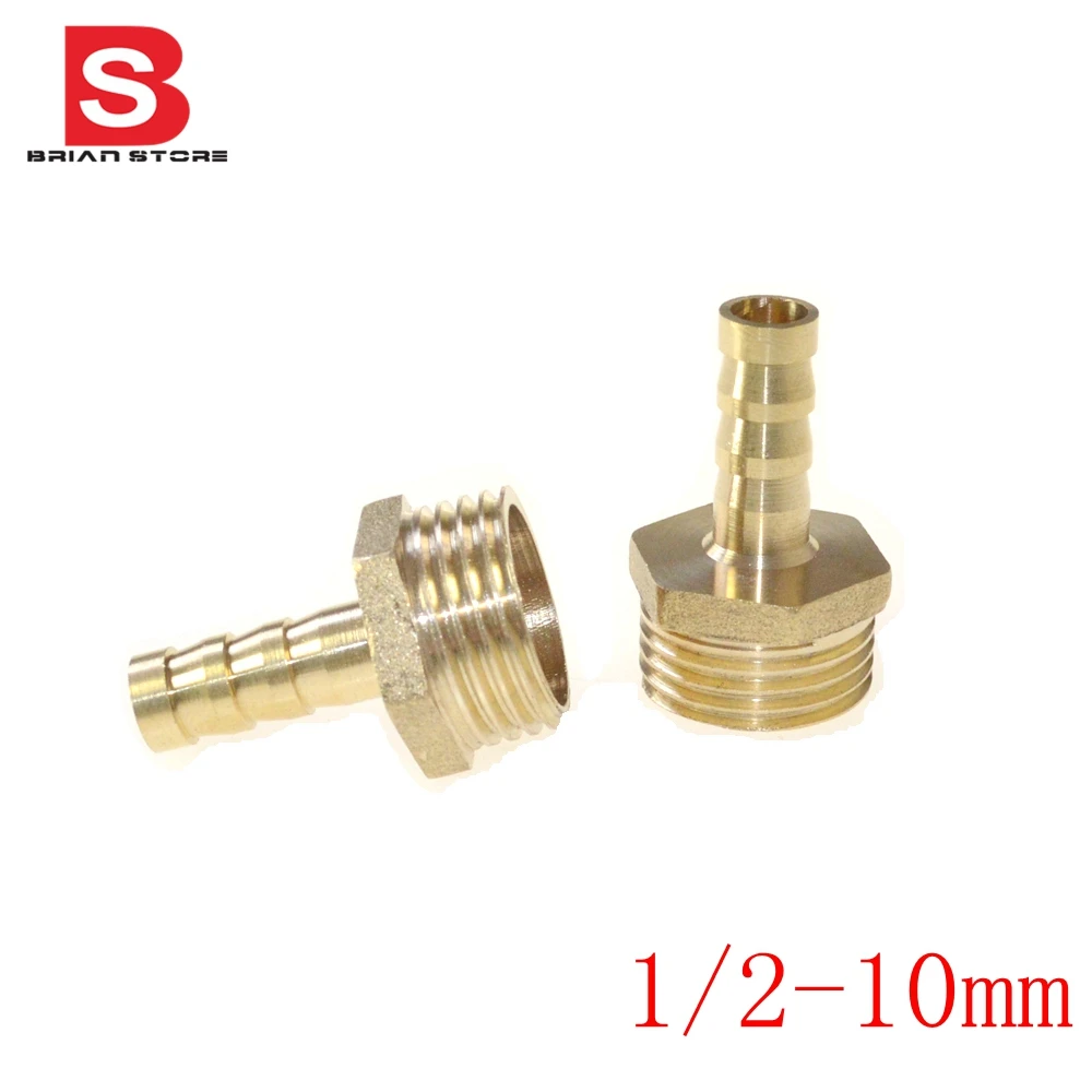 2 PCS 10mm Hose Barbed Tube 3/4" inch Male Thread Dia 25mm Brass Barbed fitting 