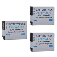 Tectra 3 pièces EN-EL12 EN EL12 ENEL12 Li-ion Caméra Bateria pour Nikon Coolpix S9700 S9500 S9400 S9300 S9100 S8200 S8100 S8000
