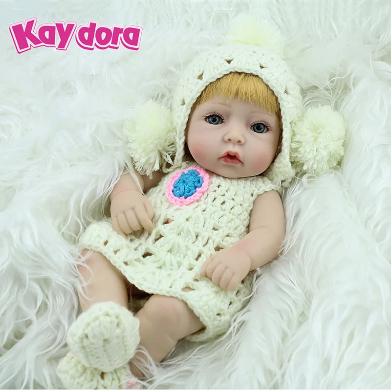 

KAYDORA 10 inch 28cm Full Silicone Reborn Baby Dolls Alive Lifelike Mini Blonde Wig Real Dolls Realistic Reborn Babies Girl Toys