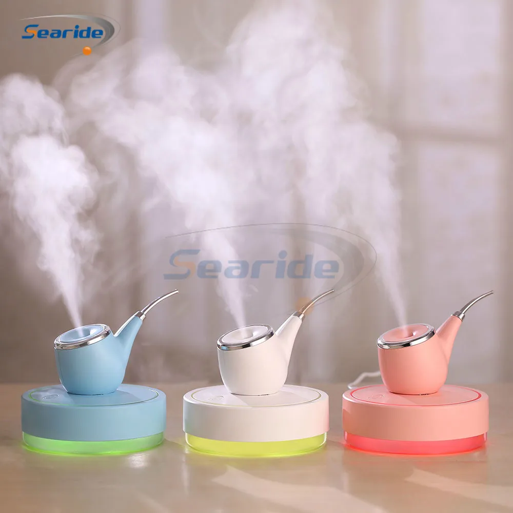 

110ml Mini Ultrasonic Air Humidifier For Home Car Air Freshner Pipe Style USB Humidificador With 7 Color Changing LED Light