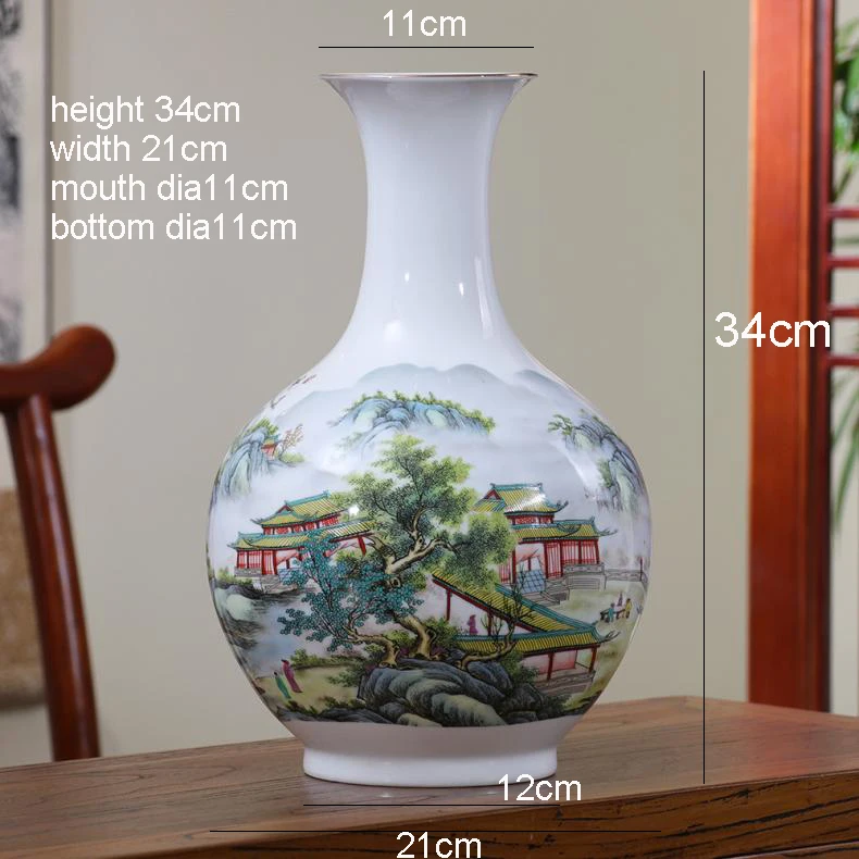 Античная Цзиндэчжэнь ваза с цветами и пейзаж узоры Керамика стол Ваза фарфоровая ваза декоративная