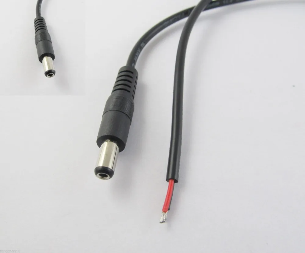5x CCTV DC Power Plug 5.5x2.1mm Male To Male Connector Extension Cord Cable 20cm