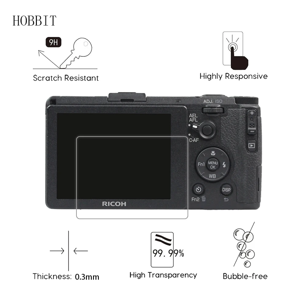 

2Pack For Ricoh GR / GR Mark II / GR2 Digital Camera 0.3mm 9H Clear Tempered Glass Screen Protector camerea LCD glass Film