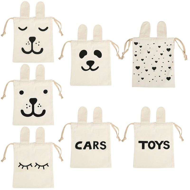 الأطفال أرنب آذان الكرتون تخزين منظم دائم القطن الرباط على ظهره المنزل الغسيل لوازم الساخن